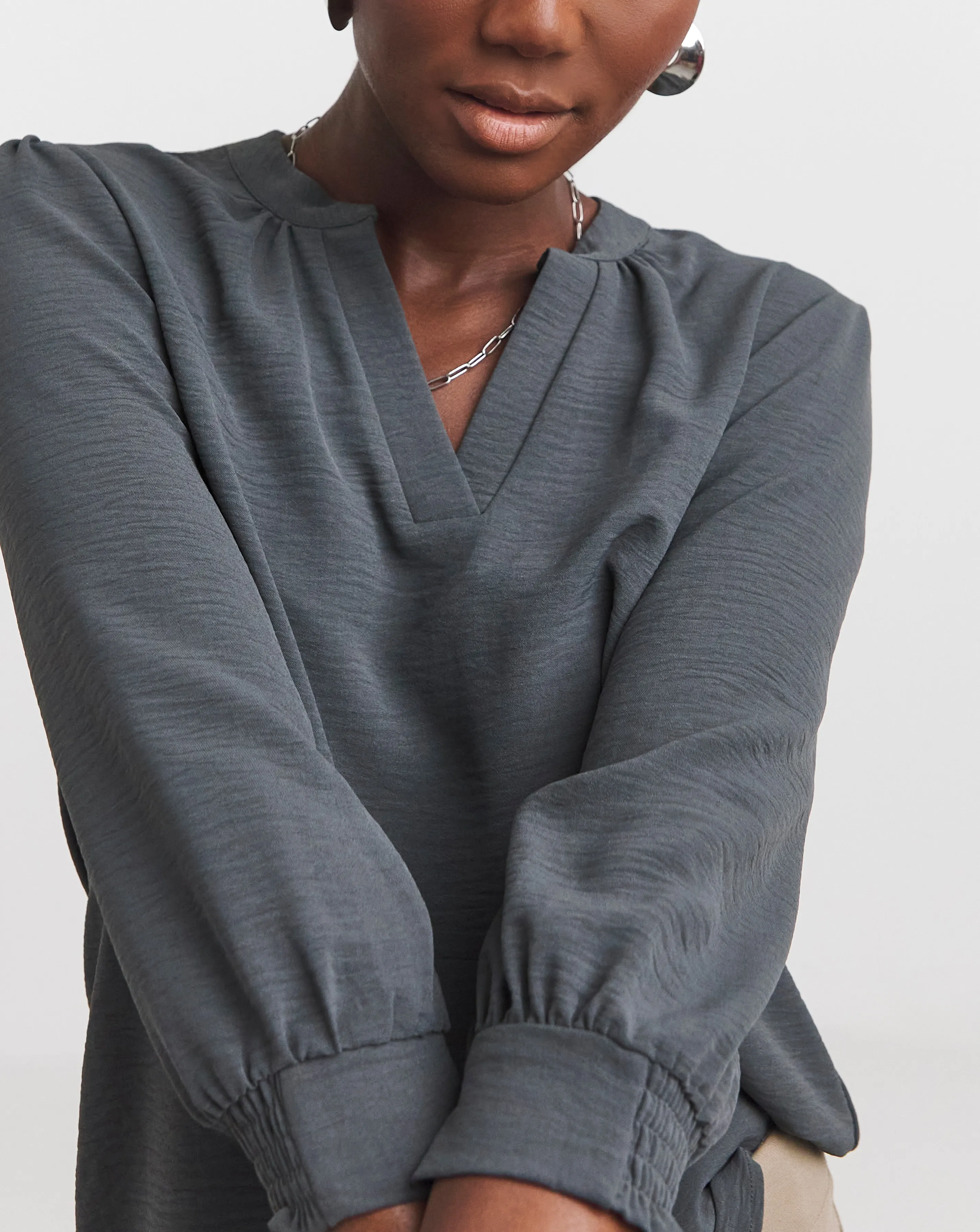Collarless Blouse